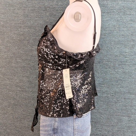 Sequin Ruffle Tie-Front Cami - Picture 6 of 16